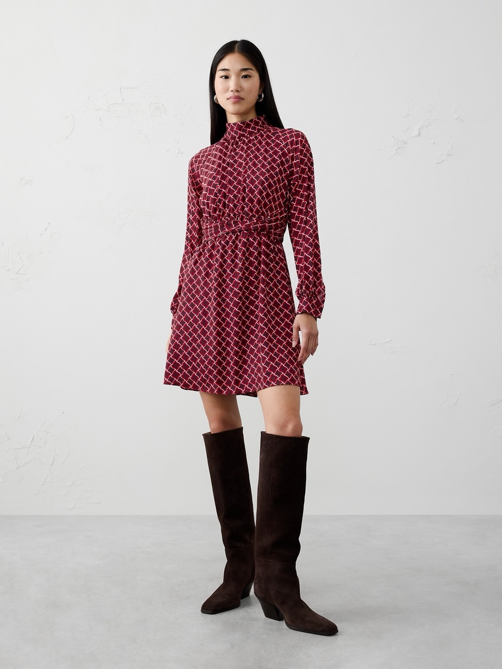 Banana Republic Factory Twisted Waist Long Sleeve Mini Dress